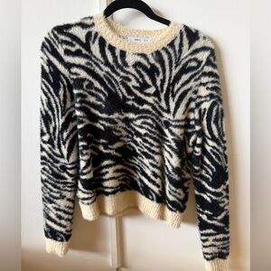 Mango Black and Cream Zebra Pattern Sweater